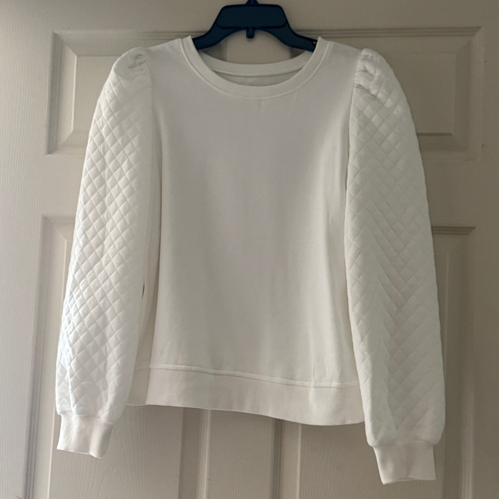 White Quilted Sleeve Sweatshirt
